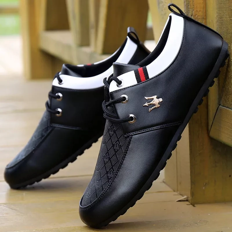 Zapatos informales de cuero para hombre, zapatillas para conducir, transpirables, ligeras, color negro, punta estrecha, para negocios, otoño