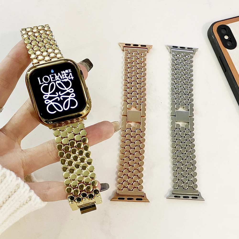 Ремешок Fish Scale для Apple Watch 6 se сменный металлический браслет из нержавеющей стали