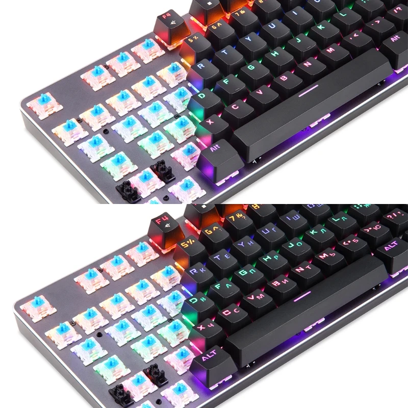 

Universal RGB USB Wired Mechanical Keyboard 104 keys Russian English Gaming Keyboards for Desktop Computer Laptop PC