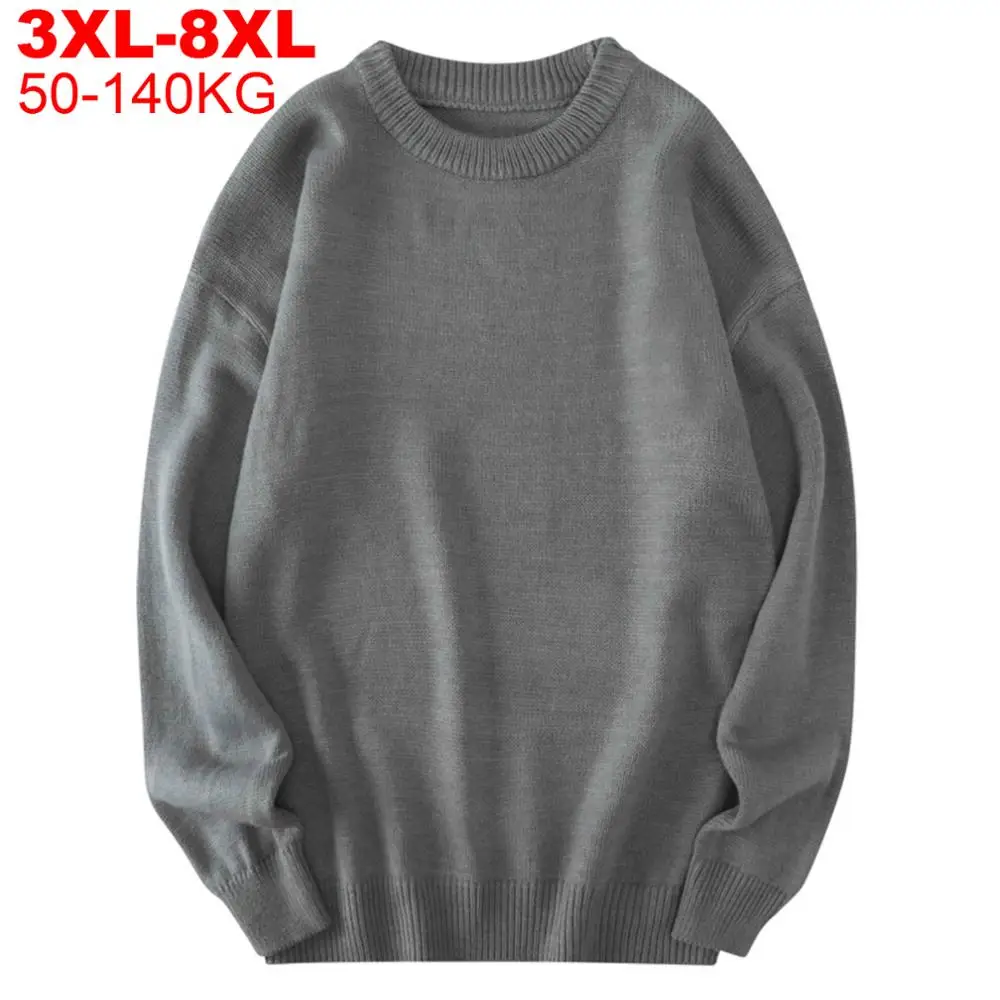 Suéteres sólidos de otoño para hombre, jerseys de punto de talla grande, 8xl, 7xl, 6xl, 5xl