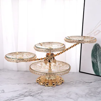 

Coffee Table Creative Fruit Plate Light Luxury Tempered Glass Multi-Layer European-Style Fruit Plate Decoration