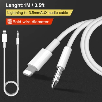 

1Meter For iPhone to 3.5mm Aux Cable Jack Male Cable Car Converter Headphone Audio Adapter For iPhone 12 11 Pro XS Max X XR 8 7