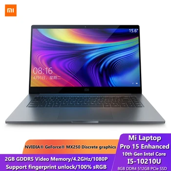 

Original Xiaomi Laptop 15.6" Pro Enhanced i5-10210U MX250 Notebook 2GB GDDR5 8GB DDR4 RAM 512GB PCle SSD Ultra Slim FHD Computer