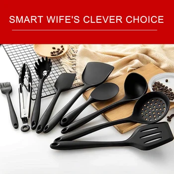 

9Pcs Kitchen Utensils Set All Over Silicone Non-stick Barreled Cooking Utensils Set Silica Gel Utensil Kitchenware Set