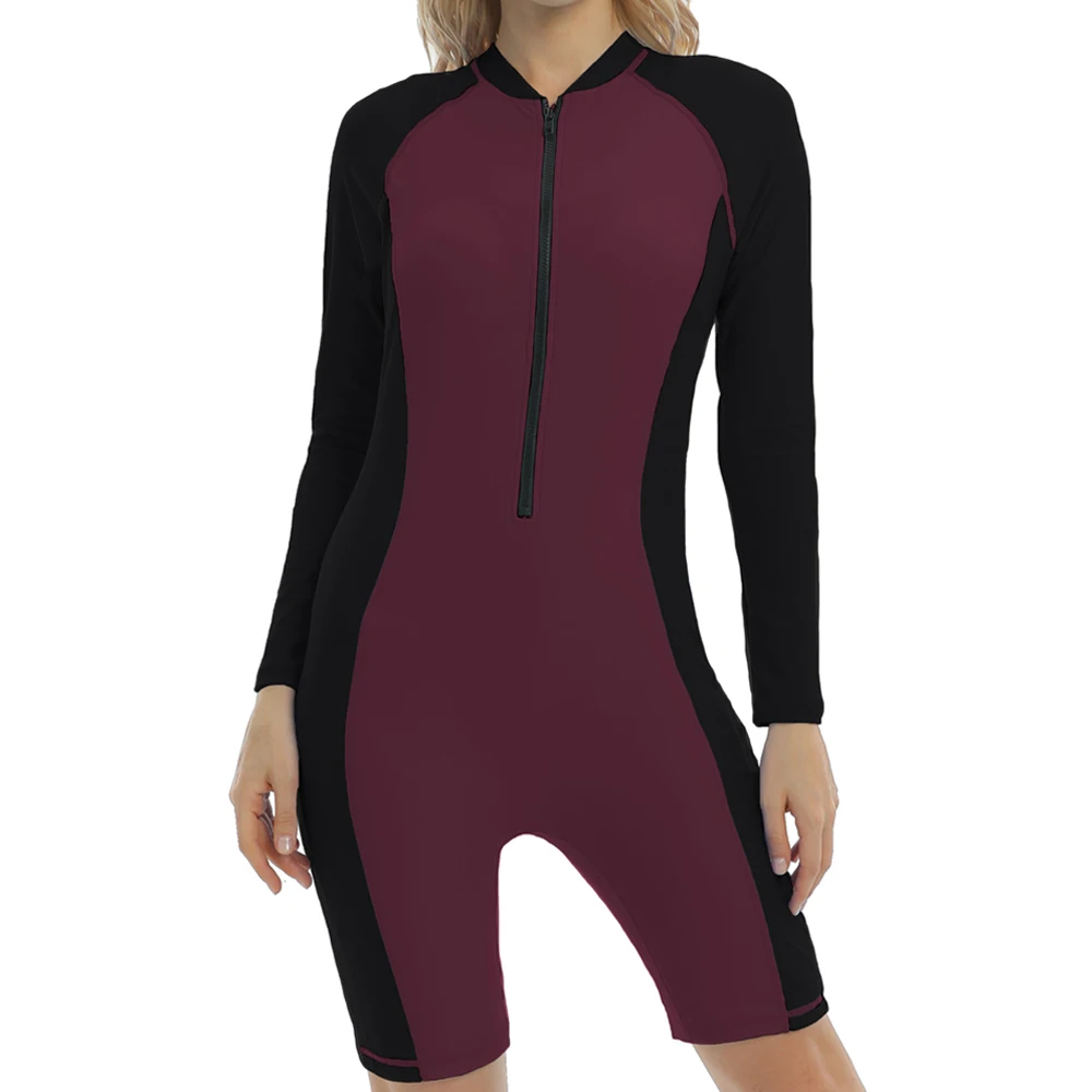 Womens One Piece Rashguard Swimsuit UPF 50+ Zipper Surfing Wetsuit