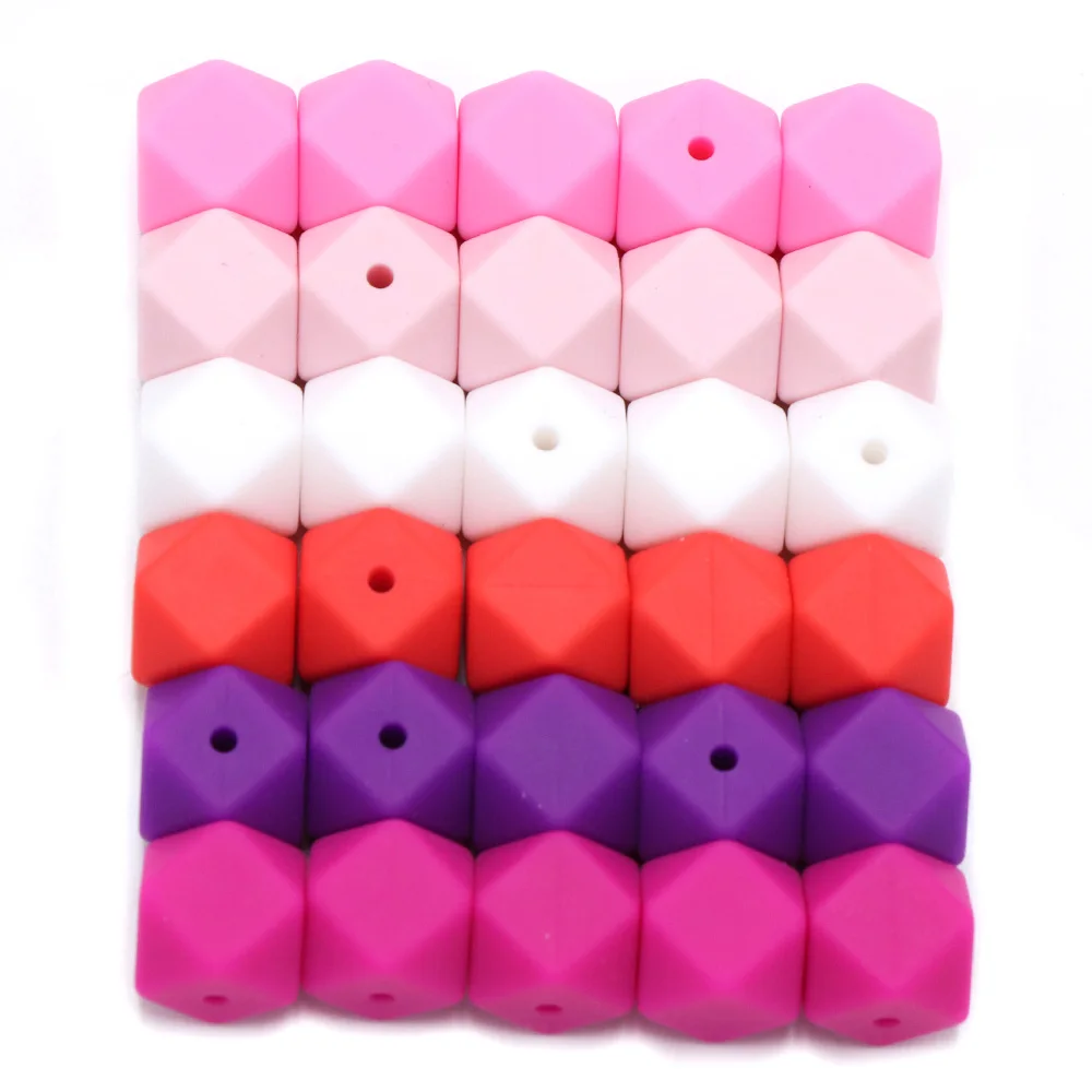 

BOBO.BOX 10pcs 14mm Hexagon Silicone Beads Baby Teether Eco-friendly BPA Free Baby Teething Pacifier Chain Beads Baby Product