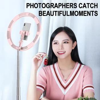 

New Dimmable Portable Selfie Flash LED Ring Light with Stand for Makeup Mobile Phone Camera Selfie Phone Long Arm Holders