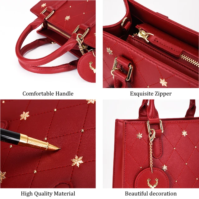100% Genuine Leather Handbags For Women 2021 New Classic Fashion Luxury Red Shoulder Bag Famous Designer Brand Handbag Deer 3