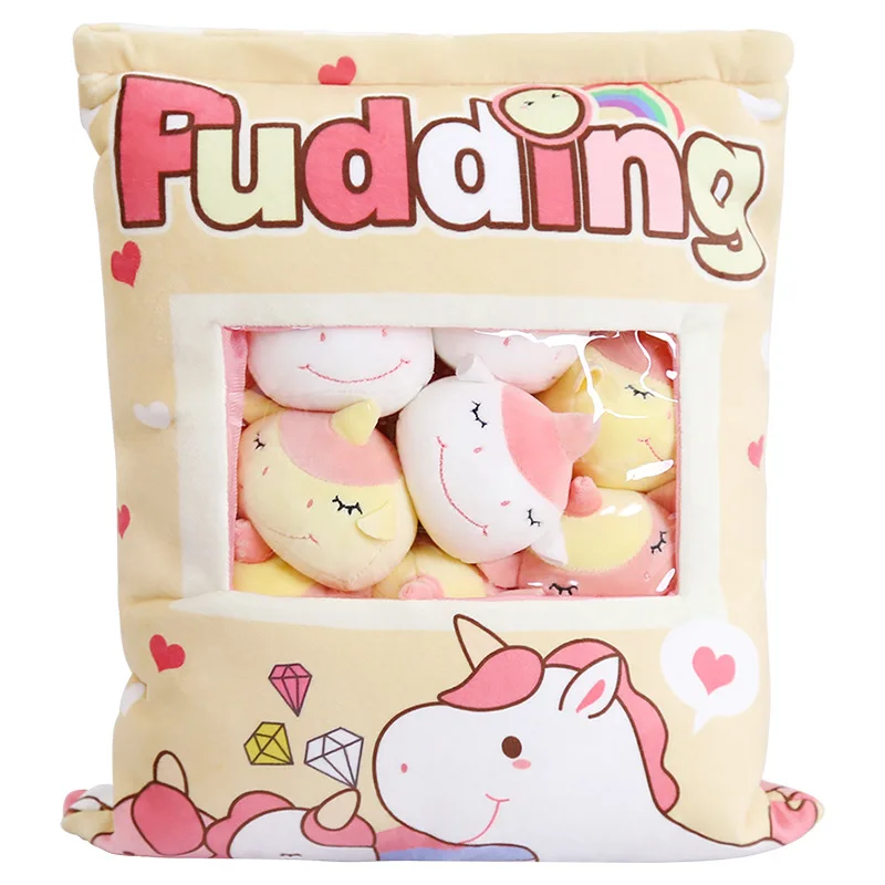 unicorn Сумка из 8 штук, милый котенок, сумка для закусок, подушка, плюшевые игрушки, имитация закусок, подушка, Kawaii, мягкие игрушки для детей/маленьких девочек, подарок - Цвет: unicorn