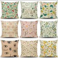 Green Plant Leaf Flower Cushion Geometric Decorative Throw Pillow Linen Pillowcase Home Decor Decoration Cushions 1