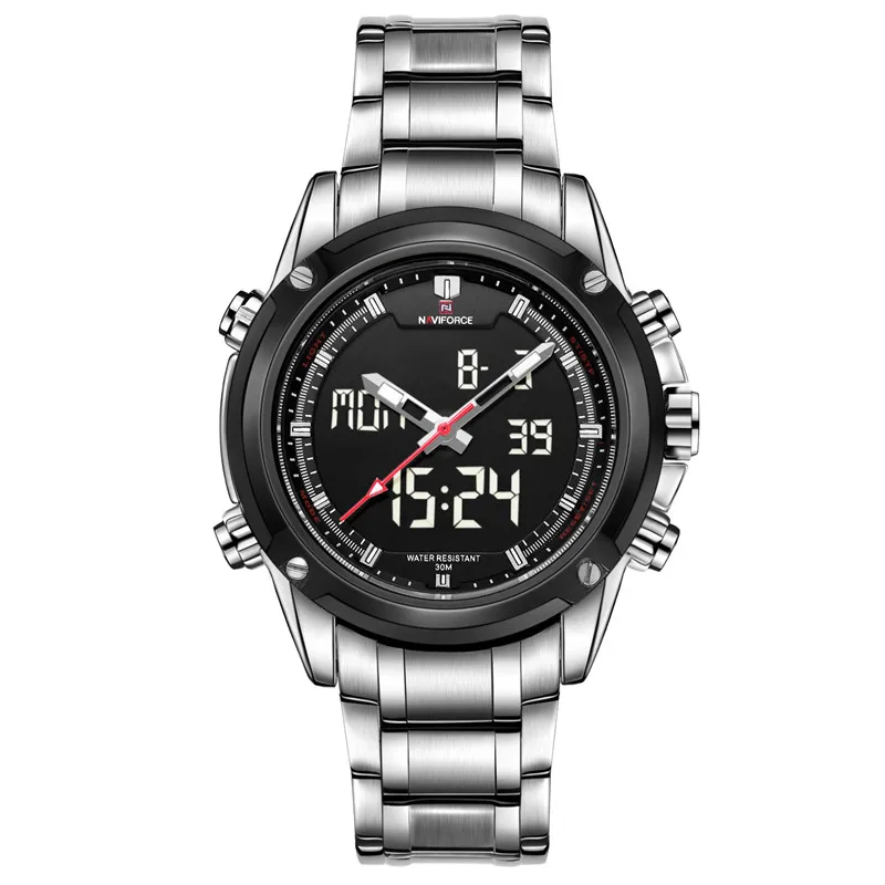 Relogio masculino Топ люксовый бренд NAVIFORCE мужские часы военный водонепроницаемый светодиодный спортивные мужские часы Цифровые мужские наручные часы 9050 - Цвет: NA905005 without box