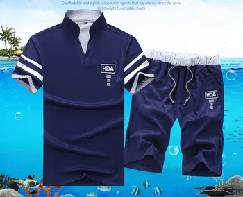 2020 Men's Summer Sets Shorts + Short Sleeve T shirt Men   2