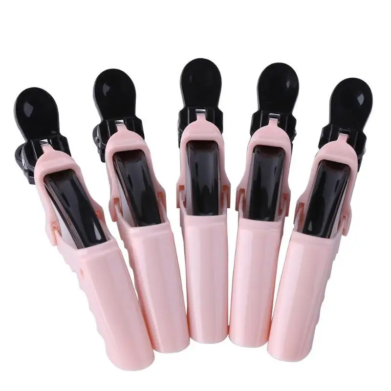 Pink 5 шт Пластиковые зажимы для волос крокодила, зажимы для укладки волос для салона - Цвет: Pink