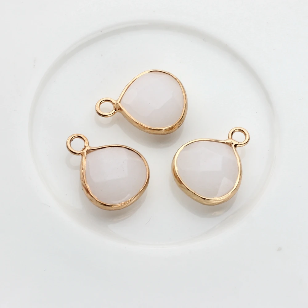 2 teile/los 14mm Gold Kupfer Gebunden Sieben Farben Wasser Tropfen Naturstein Charms Anhänger Für DIY Schmuck Finden Zubehör – Detail 6