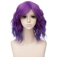 Косплей микс 35 см Омбре многоцветный Средний вечерние кудрявые необычные косплей синтетический парик+ Кепка