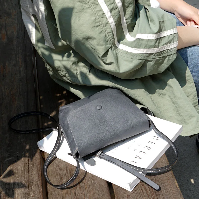 EUMOAN Кожаная мини-сумка в стиле ретро, маленькая сумка ручной работы, простая сумка из воловьей кожи, маленькая сумка на одно плечо