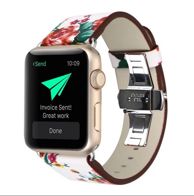 Новейшая модель; кожаный ремешок для наручных часов iWatch, ремешок для наручных часов Apple Watch, версии 5 4/3/2/1 38 мм 40 мм 42 44 мм наручные Braceletseries 5 - Цвет ремешка: white red