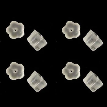 

50/100 Pcs Earrings Jewelry Accessory Soft Rubber Earring Hook Backs Stopper Ear nut Clear Ear Back Stoppers Flower Shape Safety