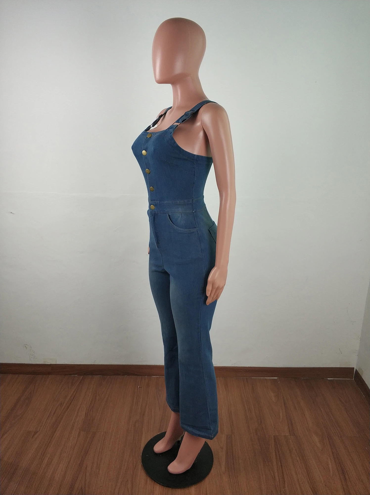 Wjustforu Casual Sexy Denim Jumpsuit Women Spaghetti Strap Fashion Wide Leg Jeans Bodysuit Female Off Shoulder Elegant Overalls