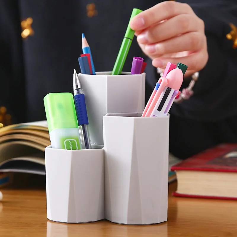 Cosmetic Brush Holder 3 Lattices Makeup Organizer Eyebrow Pencil Makeup Brush Storage Box Pen Container Polish Nail Brush Holder 5