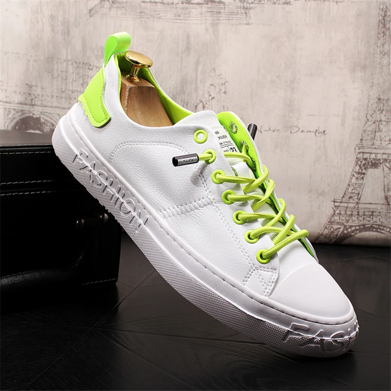 

Fashion Men Casual Shoes Genuine Leather Shoes Men Off White Shoes Breathable Casual Sneakers Men Loafers Lace-up Flat Men Shoes