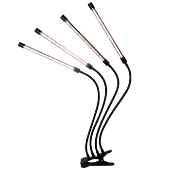 

Home Office Greenhouse For Indoor Plants Aluminum USB LED Grow Light Cycle Timing Flower Desk Full 4 Heads Clip On