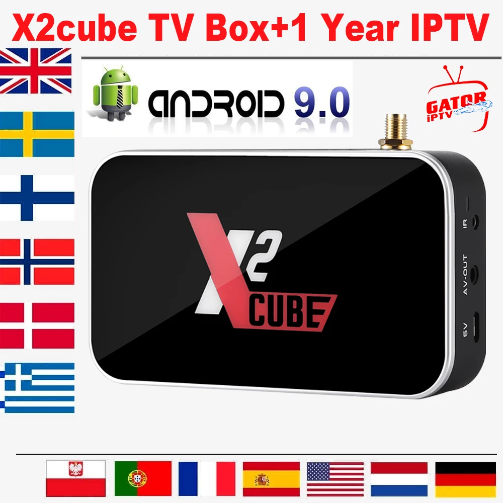 

X2CUBE Smart TV Box Android9.0 with 1 Year Gator IPTV Code Amlogic S905X2 Set-Top Box 2.4G&5G Dual WiFi 1000M 4K HD Media Player