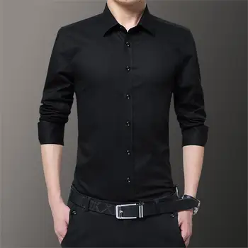 

2019 New Pure Color Formal Shirt Men Tops Large Size 8XL Business Banquet Men Dress Shirts Long Sleeve Comfortable and Elegant