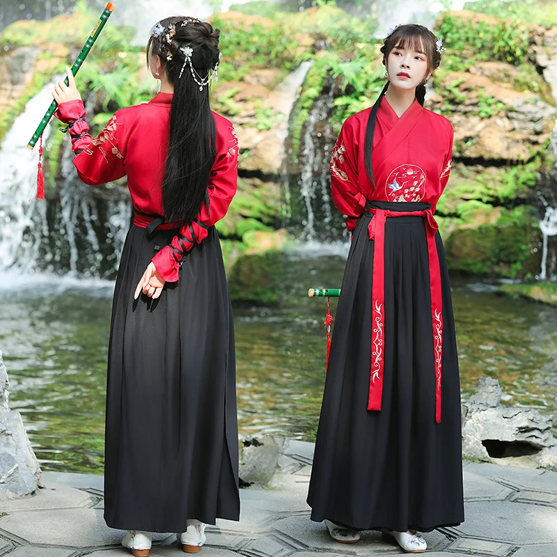 Abito Hanfu Tradizionale Cinese Da Donna – Set 4 Pezzi In Chiffon, Ricamato, Leggero, Perfetto Per Feste E Spettacoli