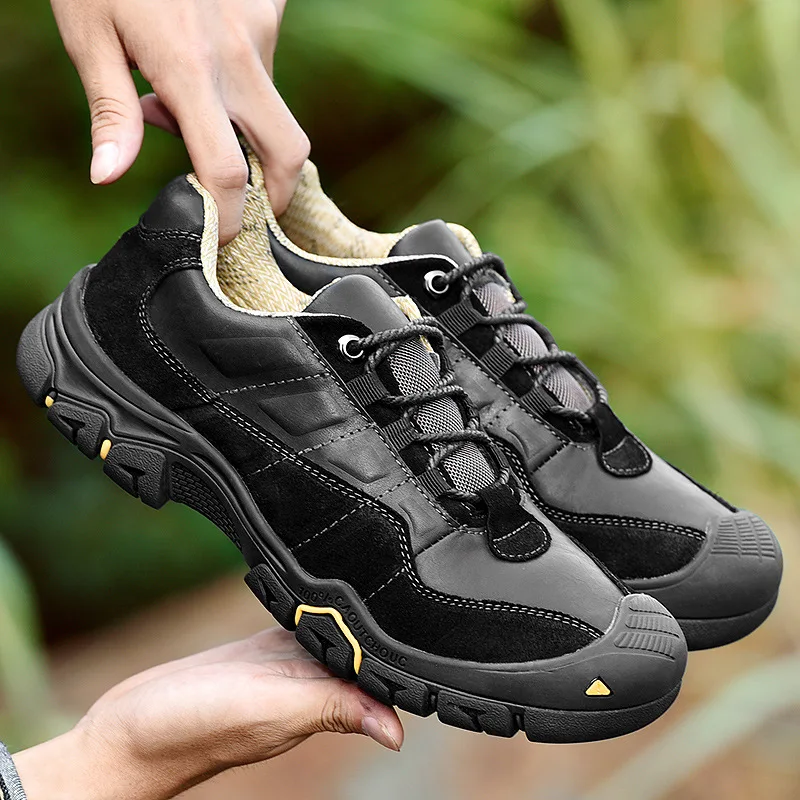 

MEN'S SHOES Casual Leather Shoes First Layer Breathable Large Size Anticollision Sports Outdoor Climbing Boots Men's Anti-slip W