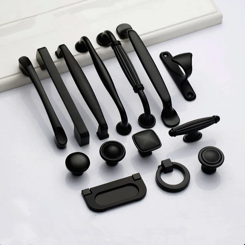 Nordic Style Simple Handles Modern Furniture Kitchen Cabinet Pulls Knobs Solid American Black Drawer Single Hole Small Handle |