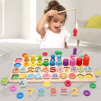 

Wooden Digital Mumerator Shape Paired With Building Blocks Early Education Toys To Develop Children's Intelligence New
