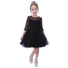 Dmfgd Новое весеннее черное кружевное свадебное платье пачка с круглым вырезом для девочек платье для вечеринки на день рождения