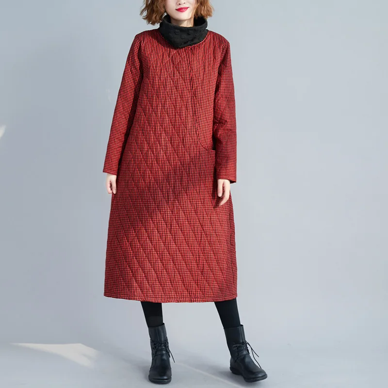 

Photo Shoot 8129 #2019 Winter New Products Thick Warm High Collar Pattern Large Size Literature And Art Cotton Coat Cotton-padde