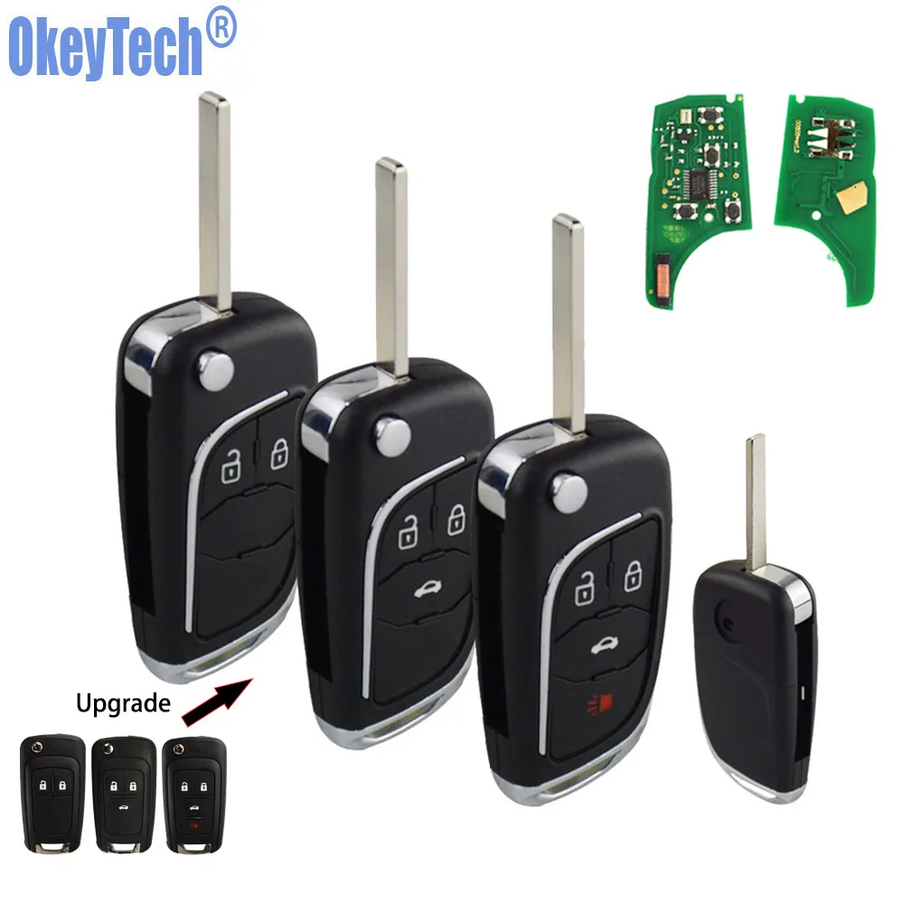 

OkeyTech for Vauxhall Opel Insignia Astra J Insignia Remote Key Modified Flip Folding Car Key 433Mhz ID46 Chip HU100 Uncut Blade