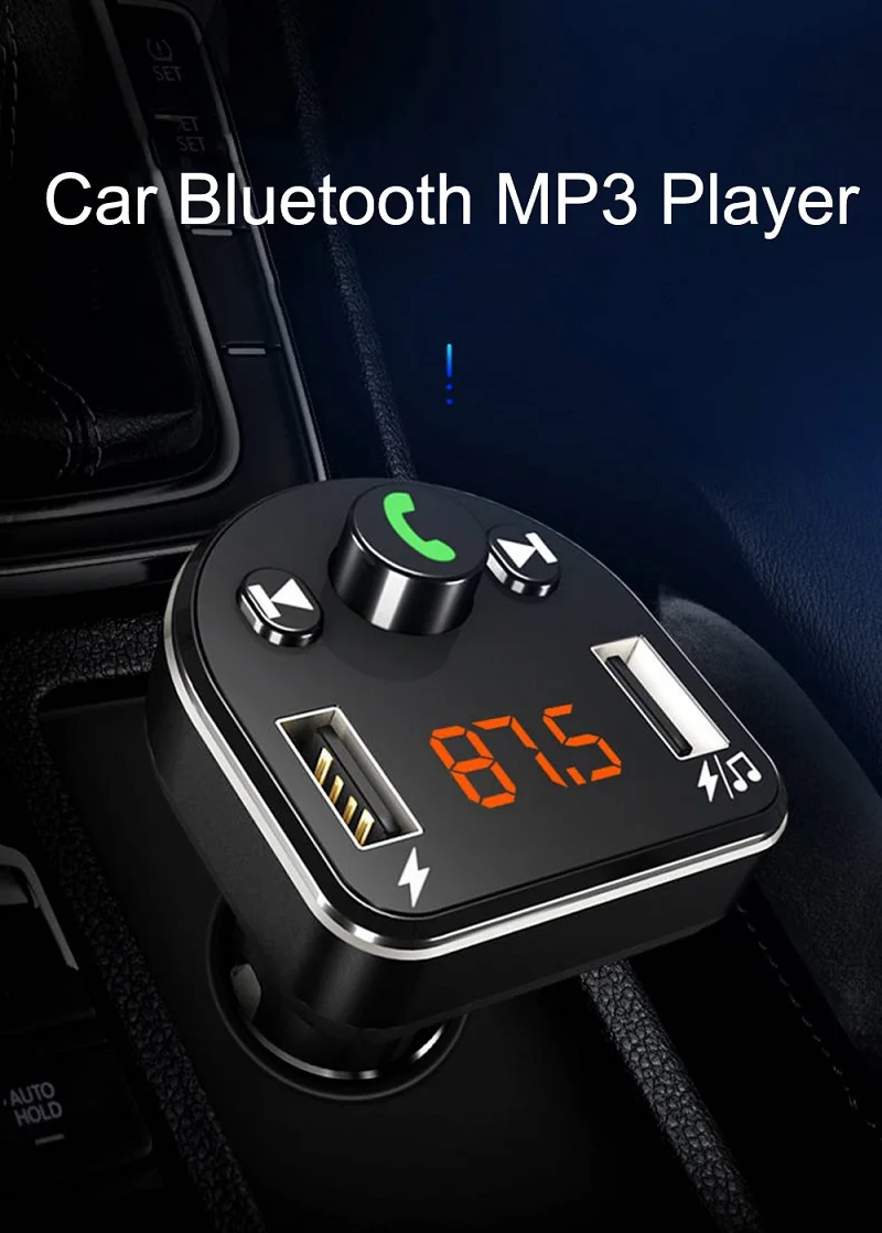 Двойной зарядное устройство USB 4.8A Bluetooth Автомобильный MP3-плеер Беспроводной FM светодиодный цифровой громкой связи Bluetooth передатчик для iPhone samsung
