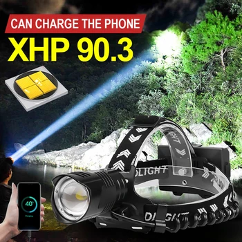 

400000LM XHP90.3 powerful led Headlamp usb XHP70 head flashlight Torch xhp50 head light 18650 rechargeable battery Head lamp