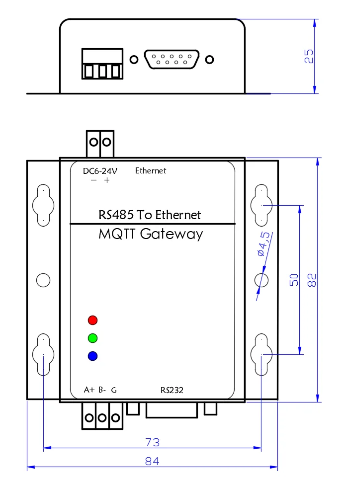 YK-G716 RS485 коммутатор сетевой порт Modbus/PLC к MQTT шлюзовой модуль