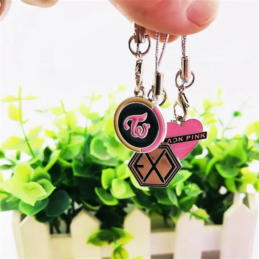 

X ONE NCT Phone Strap Keyring Key Holder EXO GOT7 Metal Keychain Blackpink Twice Seventeen Fashion Bag Pendant Charm