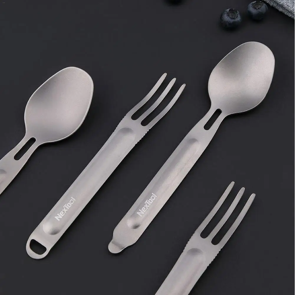 2 предмет столовые приборы Титан Открытый Кемпинг Туризм ложка для пикника Fork вилка для кемпинга посуда оборудование