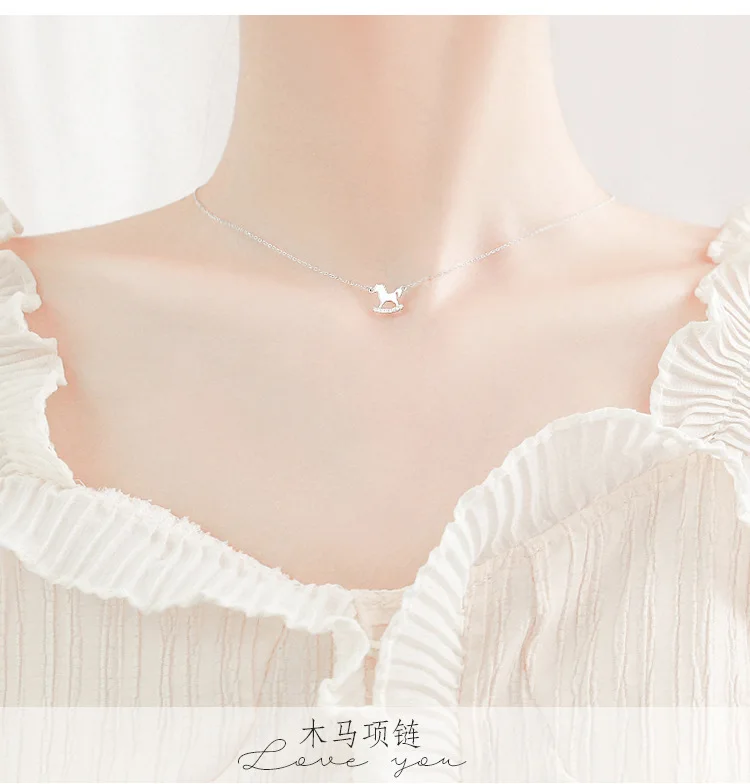 Trojan Necklace Women's Fine Silver Cute Pendant Elegant Students Small Numerous Net Red GIRL'S Heart Simple Korean-style Choker