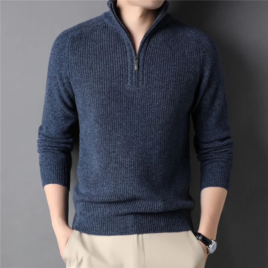 COODRONY Winter Fashion Zipper Turtleneck Sweater Men Clothing Thick Warm Knitwear 100% Merino Wool Cashmere Pullover Male C3150 v neck sweater men