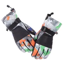 Для взрослых и детей; унисекс; зимние водонепроницаемые плотные теплые зимние перчатки с сенсорным экраном; камуфляжные Нескользящие варежки с принтом для сноуборда и лыжного спорта