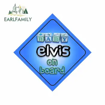 

EARLFAMILY 13cm x 13cm for Baby Elvis on Board Novelty Child Funny Car Stickers RV VAN DIY Fine Decal JDM Vinyl Car Wrap Truck