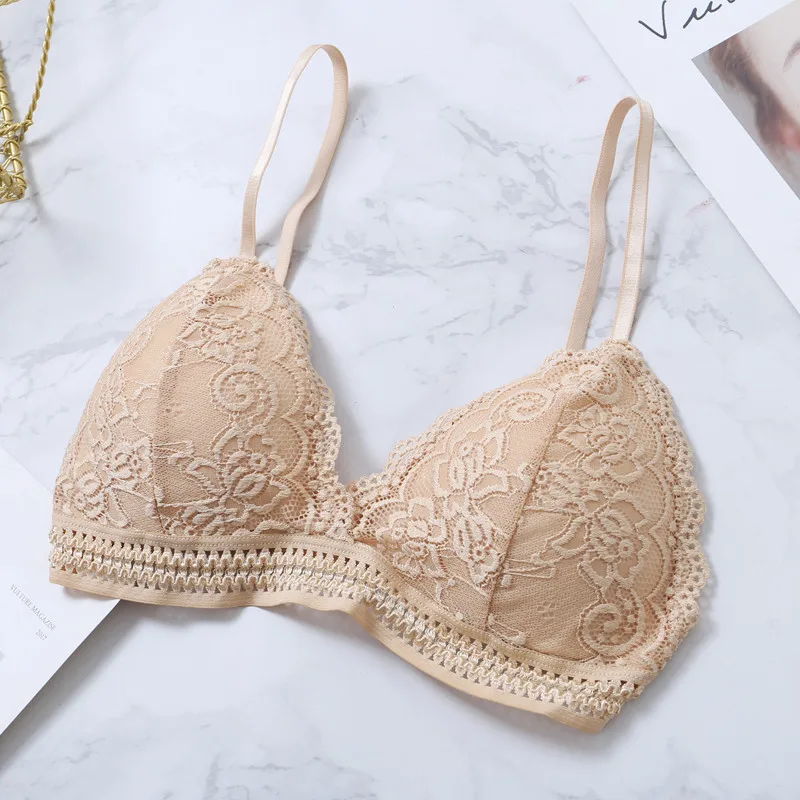 Barshini by Thin French Style Bralette Lace Deep V Wireless Women