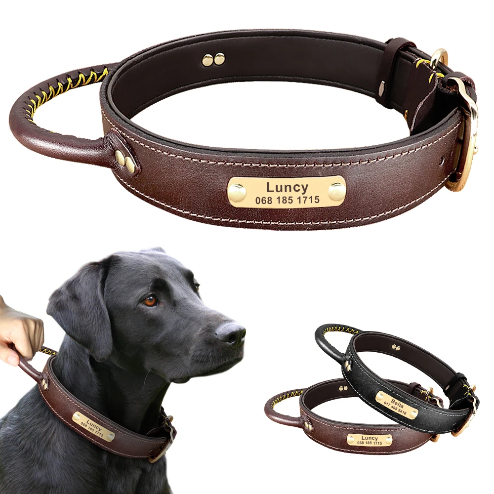 Collar para perro de cuero personalizado, Correa personalizada, de mascota grabado gratis, placa con nombre para perros pequeños, medianos y grandes|Conjuntos| - AliExpress