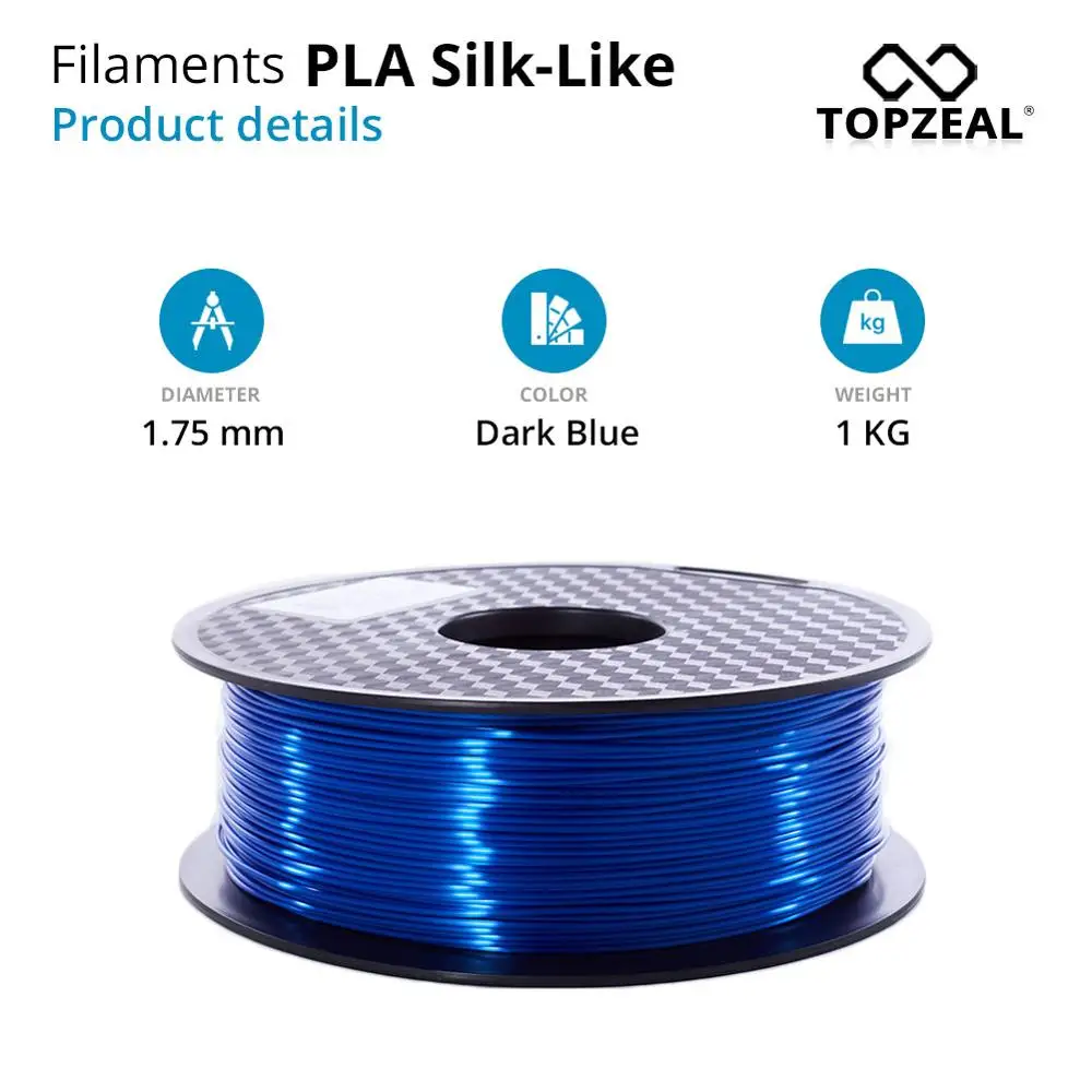 TOPZEAL Высококачественная темно синяя нить для 3D принтера PLA Silk 1 75 мм кг шелковая