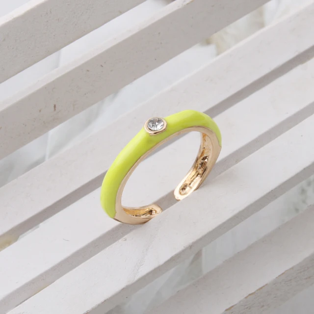 NeeFuWoFu Y2K Multicolor Enamel Dripping Oil Open Ring For Women, Adjustable  Gold Plated Chunky Finger Rings Party Jewelry Gray