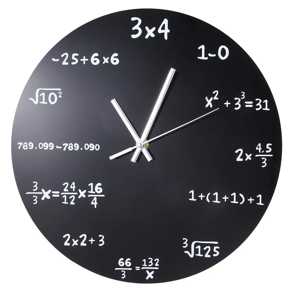 Blackboard Home Round Modern Art Quartz Living Room Hanging Mathematics 3D Wall Clock Decorative