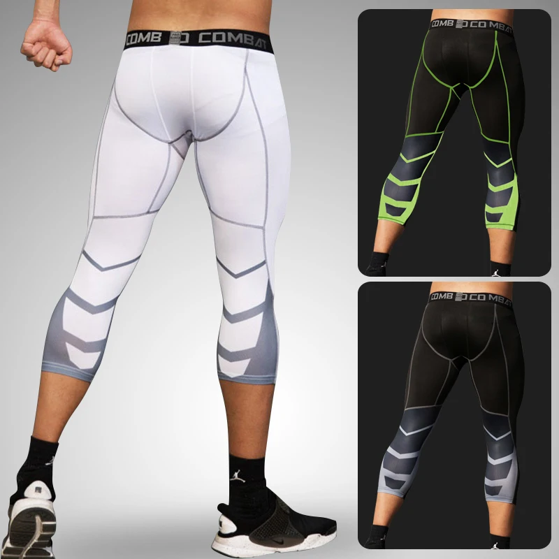 Men's Fitness Running Compression Pants Lycra Trousers Tights Legging Cycling Basketball Soccer Elasticity Sweatpants Rash Guard